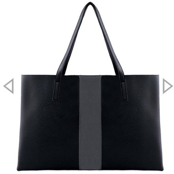Vince Camuto Vegan Leather Black And Gray Tote Bag - Picture 2 of 6